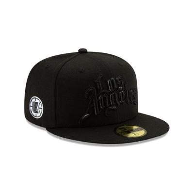 Black Los Angeles Clippers Hat - New Era NBA 2019 NBA Authentics City Series Alt 59FIFTY Fitted Caps USA0648513